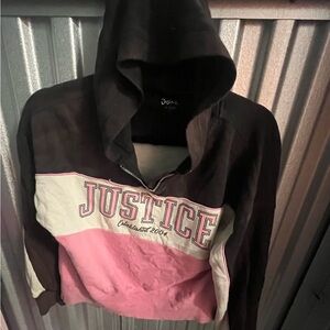 Justice Pink and Black Colorblock Hoodie
